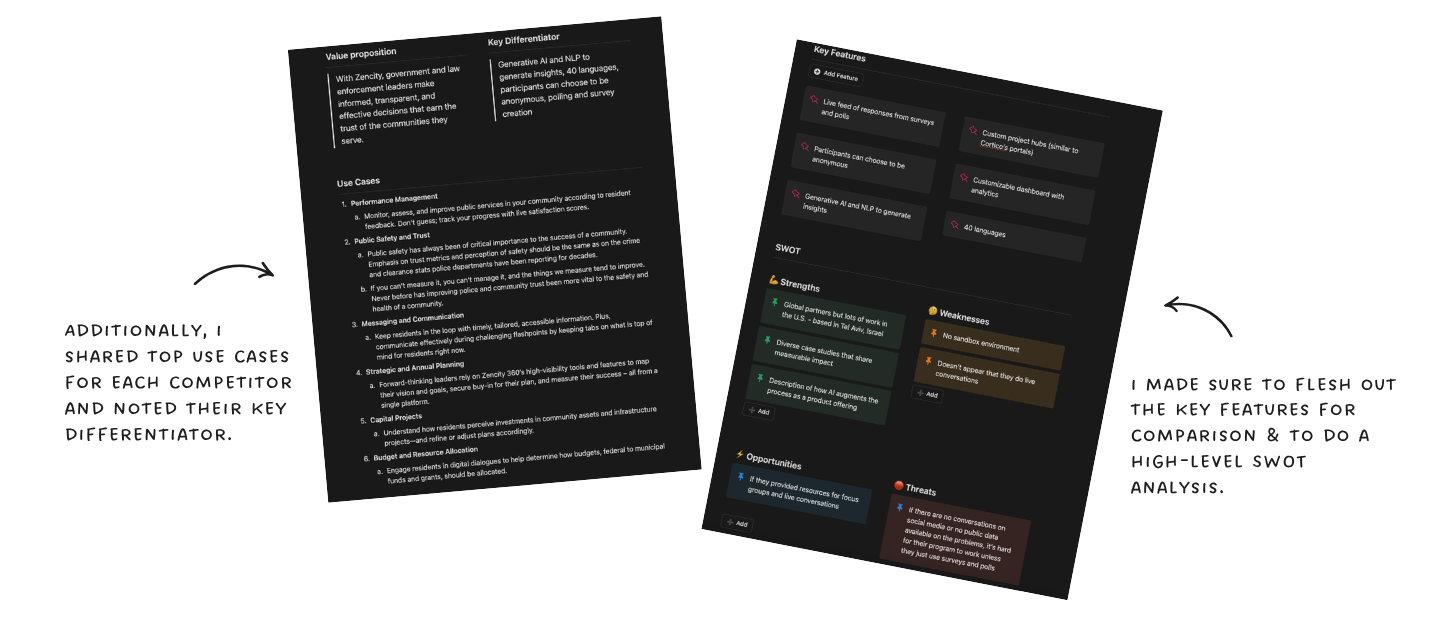 screenshot of market analysis in Notion