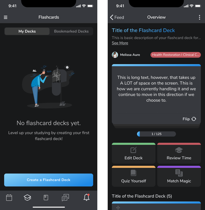 Redesigned flashcards feature for CircleIn