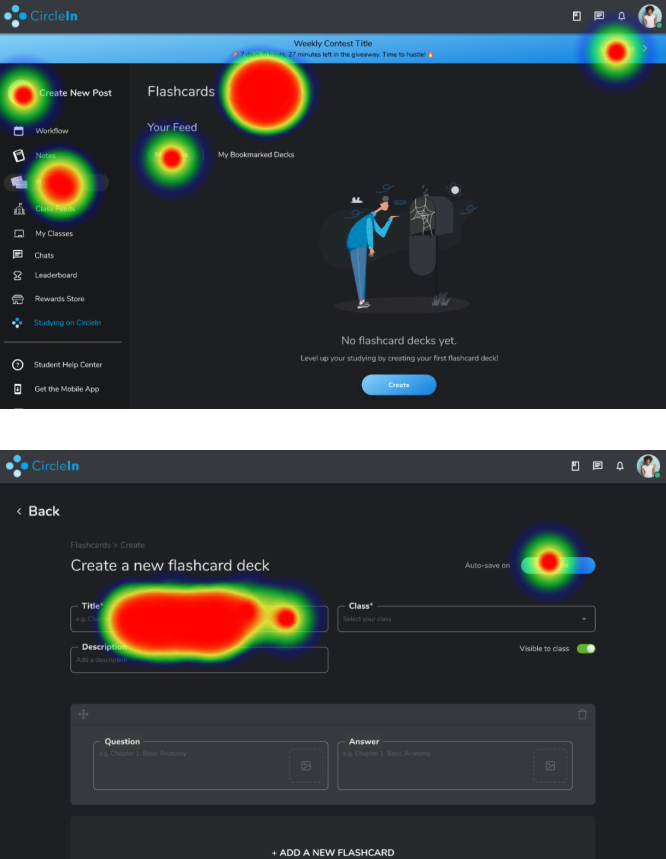 HotJar heatmap showing student click and scroll behavior
